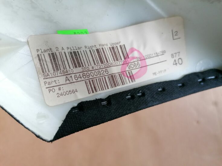 Priekšējas salona statnes apdare priekš MERCEDES BENZ ML280 2008 OBSIDIAN BLACK