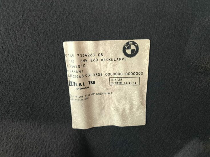 Bagāžnieka vāka liela apdare priekš BMW 525 E60 2004 BLACK