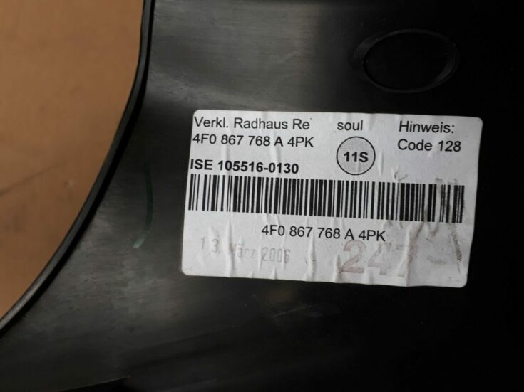 Sliekšņa aizmugurēja laba uzlika (salonā) priekš AUDI A6 AVANT 2006