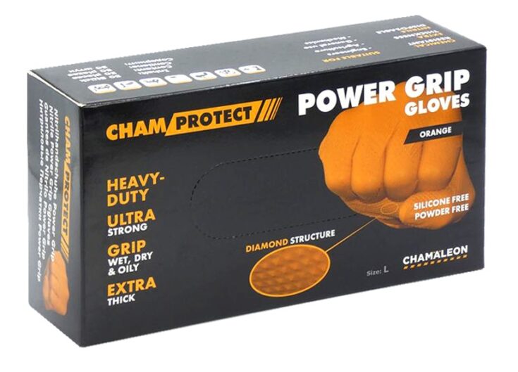 Nitrila cimdi power grip L oranža (50gb.) 1