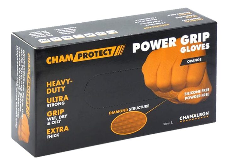 Перчатки нитриловые power grip XL оранжевые (50шт.) 1