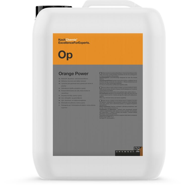 Glue, wood resin and rubber remover Op Orange power 10L 1