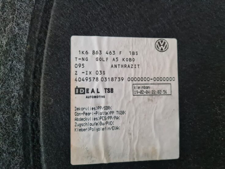 Bagāžnieka grīda priekš VW GOLF 5 2004
