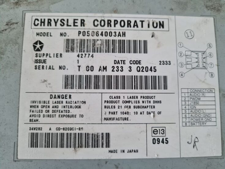 CD/DVD/Navigācijas bloks priekš CHRYSLER VOYAGER 2006